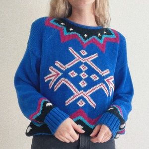 Vintage Bechamel Blue Printed Sweater